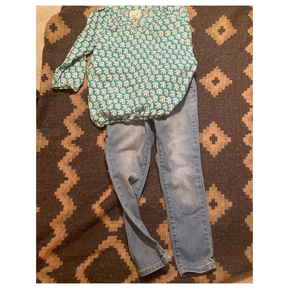 LOT Girls Sz 6-7 S ~ Long Sleeve Print Blouse & Jeans ~ Boho Girl Fall Outfit